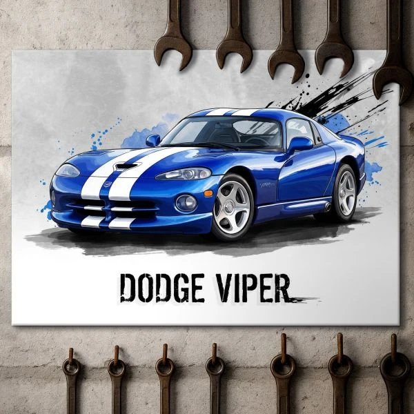 Plakat metalowy z samochodem Dodge Viper GTS